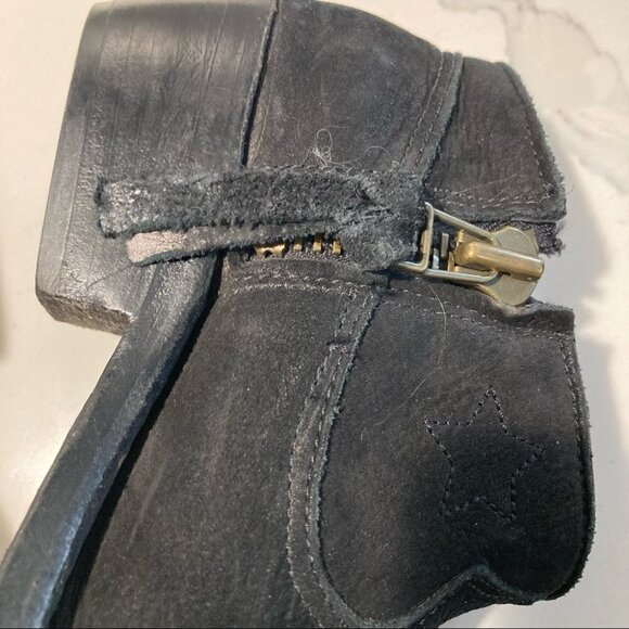 ANINE BING Sz 37 Western Style Suede  Stitches Toe Cap Booties - Picture 7 of 15